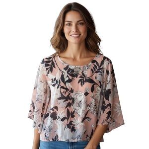 Sara Michelle Blush and Ebony Floral Top